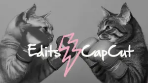 Edits vs. CapCut, two cats in boxing gloves symbolize the fight for content creator:inside between the two apps